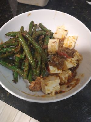 Mapo tofu and green beans at The Rogue Panda in Brooklyn