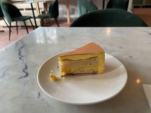 Mango-passionfruit pie: tasty, but the chocolate is sometimes a bit dominant  at Konijnenvoer in Arnhem