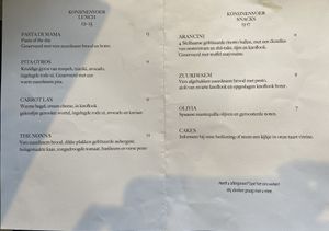Lunch and snacks menu April 2023  at Konijnenvoer in Arnhem