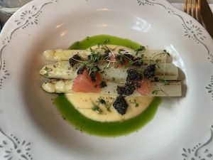 2nd course with asparagus: tasty  at Konijnenvoer in Arnhem