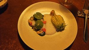 Third course, courgette flower with ricotta at Konijnenvoer in Arnhem