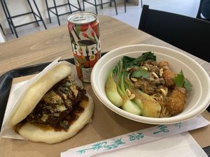 Classic bao and dan-dan noodles.  at Bao Story Vegan in Sao Paulo