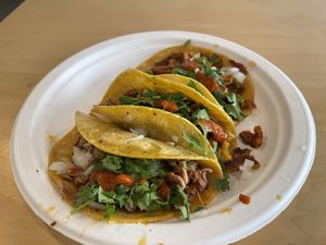 Carnitas, asada and chikn  at Rojos Mexican Food in Seattle