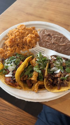 $11 taco plate, pre salsa  at Rojos Mexican Food in Seattle