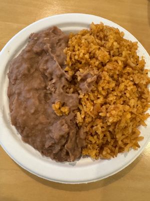 Side of rice and beans   at Rojos Mexican Food in Seattle