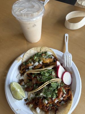 Al pastor, carnitas, and chicken  at Rojos Mexican Food in Seattle
