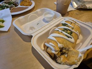 Chimichanga to go at Rojos Mexican Food in Seattle