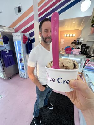 Vegan Hubby eyeing my selection! he got the same  at Ice Cream Social in White Plains