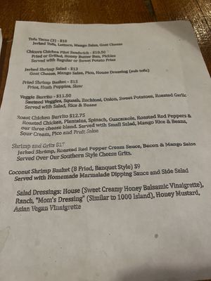 Menu  at Chicora Alley in Greenville