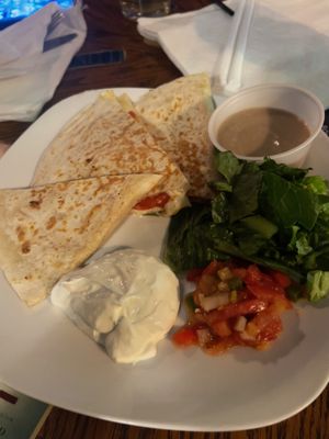 Peppers and mushrooms quessadilla no cheese  at Chicora Alley in Greenville