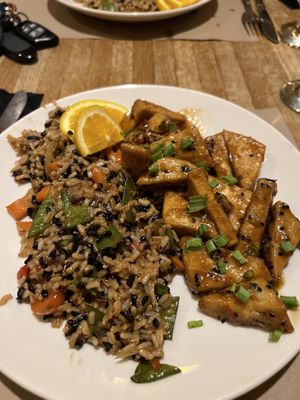 Crispy sesame tofu- comes with salad or soup   at The Orchard in Frederick