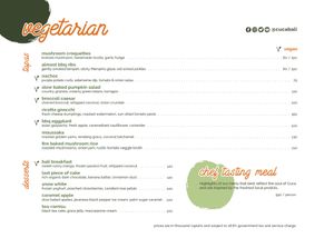 Vegetarian & Vegan Menu at Cuca in Jimbaran