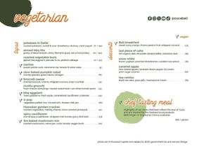 Cuca Vegetarian Menu 2025 at Cuca in Jimbaran