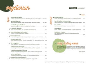 Vegetarian & Vegan Menu 2026 at Cuca in Jimbaran