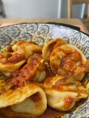 Vegan ravioli with caponata sauce (vegan)  at Localino in Oristano