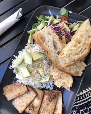 Vegan Brunch plate with additional avocado   at Localino in Oristano