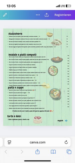 Menü italienisch   at Localino in Oristano