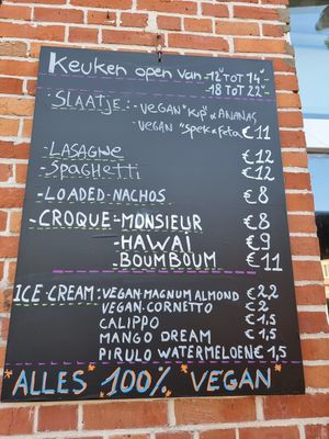 Menu at Sprout in Bruges