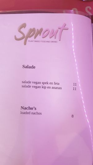 Menu at Sprout in Bruges