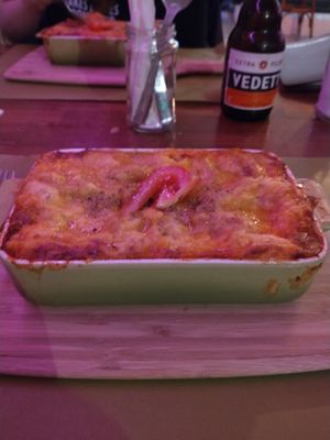 Hot lasagne at Sprout in Bruges