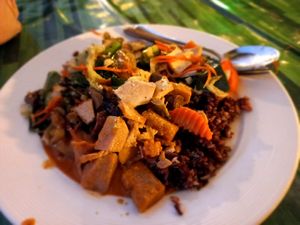 Buffet plate at Kwanjai Thai food in Pai