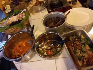 Buffet selection at Kwanjai Thai food in Pai