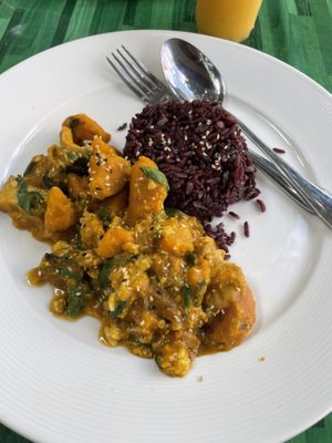 Pumpkin and tofu stir fry  at Kwanjai Thai food in Pai