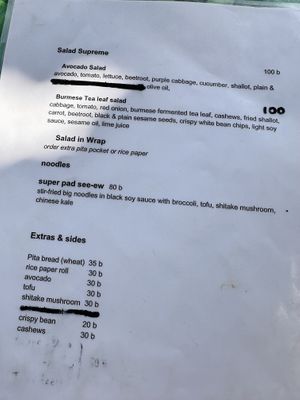 Menu  at Kwanjai Thai food in Pai