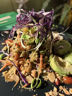 Burmese tea leaf salad (100 THB)  at Kwanjai Thai food in Pai