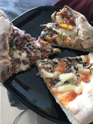 Spicy chili (left), BBQ (top right), sweet chili Caribbean (bottom right)  at Pizzeria Napoli in Leipzig