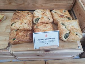 Spinach and artichoke puffs at Grain & Goodness in Tynemouth