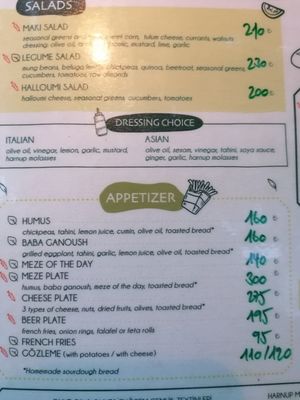 Menu at Maki Inn in Cirali