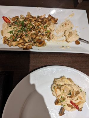 Hummus with champignons - YUM! at Casalot in Berlin