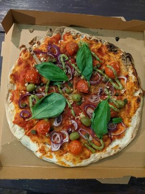 Pizza (don't remember which one).  at Oregano Pizza Imbiss in Berlin