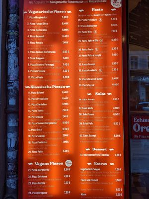 Menu. at Oregano Pizza Imbiss in Berlin