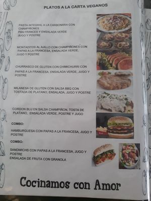 Menu at Vida y Salud in Cali
