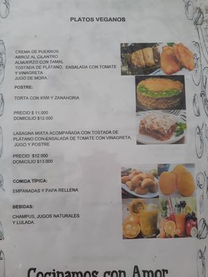 Menu at Vida y Salud in Cali