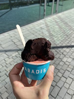 strawberry and chocolate  at Paradis Gelateria in Oslo