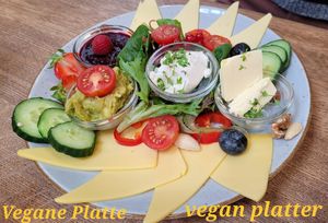 vegan breakfast platter with great cheese at Mela Kaffee & Cafe in Stuttgart
