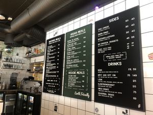 Vegan menu in green   at Bastard Burgers in Piteaa