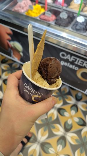 Medium cup, chocolate and hazelnut at Cafiero Gelato in Sorrento