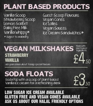BRAND NEW Plant Based Products and allergen Sign at Harbourside Flavours! 

Offering an extensive amount of products to suit all Dietary intolerances or preferences! 

Low-sugar Ice Cream, Gluten Free Products, Vegan Products and Halal friendly items at Harbourside Flavours in Bridlington