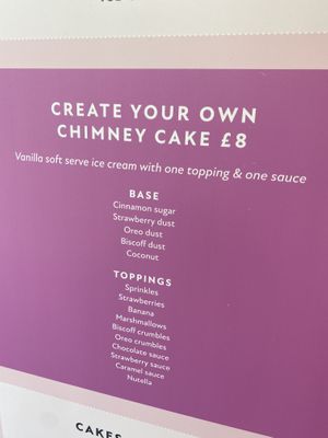 Create Your Own Chimney Cake menu  at YumYum in Manchester