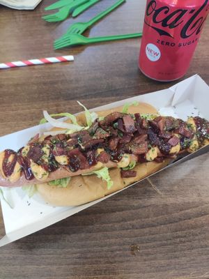 Loaded hotdog at PANC Foods in Manchester