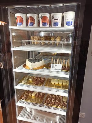 Fridge full of treats (mostly non vegan) at Panunzio's Kitchen Gelati Italiani in Bristol
