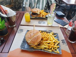 My husband had the vegan beyond burger at Home Burger in Kos