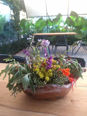 Table decor at Parcela Restaurante in Tepoztlan