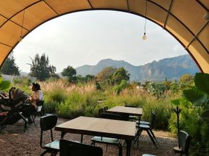 View from the restaurant table at Parcela Restaurante in Tepoztlan