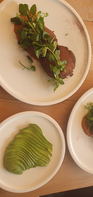 Gorditas de maíz rellenas de huitlacoches y berros at Parcela Restaurante in Tepoztlan