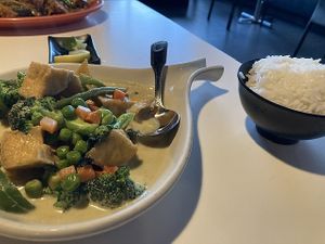 Green Curry with Jasmine Rice  at Mint Bistro in Milford